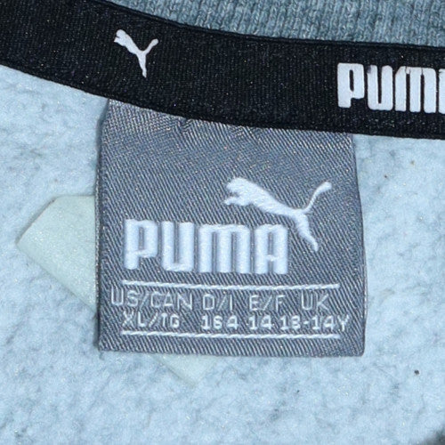 Puma Boys Grey Logo Pullover Sweatshirt 13-14 Years Fleece Regular Fit