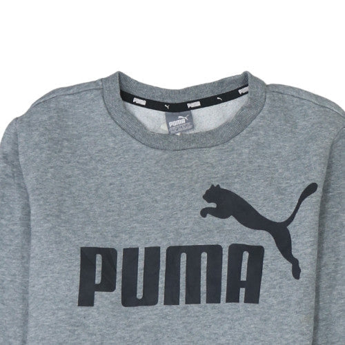 Puma Boys Grey Logo Pullover Sweatshirt 13-14 Years Fleece Regular Fit