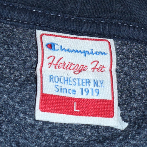 Champion Men's Blue Full Zip Hoodie Size L Heritage Fit Fleece