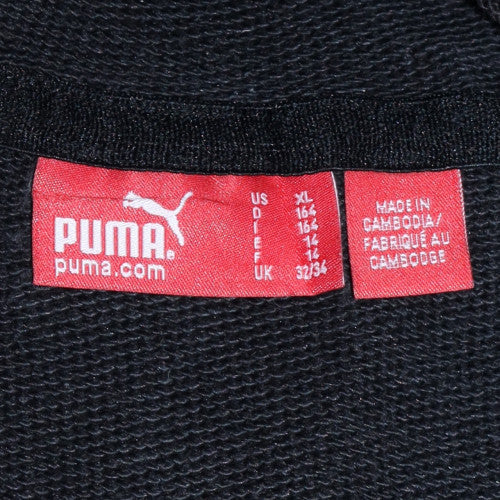Puma Boys Black Pullover Hoodie 14 Years Logo Graphic Cotton Blend