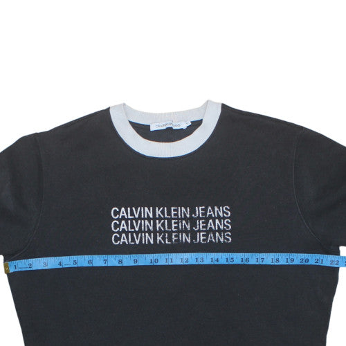 Calvin Klein Jeans Men's Black Embroidered Sweatshirt M Pullover