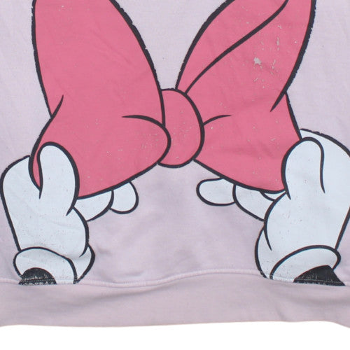 Disney Women Pink Minnie Mouse Hoodie XL Pullover Cotton Blend