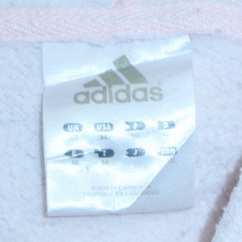 Adidas Womens Pink Pullover Hoodie Size 10 Cotton Blend Logo Sweatshirt