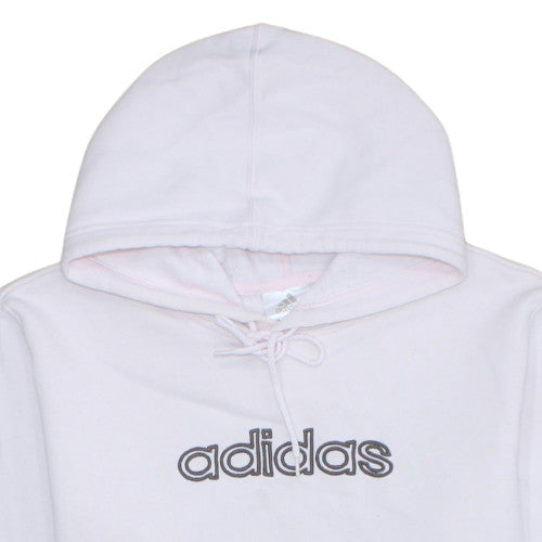 Adidas Womens Pink Pullover Hoodie Size 10 Cotton Blend Logo Sweatshirt