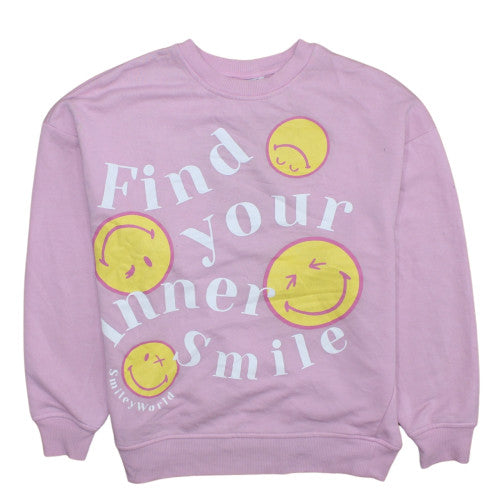 SmileyWorld Women's Pink Graphic Pullover Sweatshirt XS