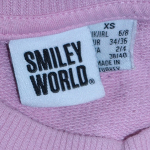 SmileyWorld Women's Pink Graphic Pullover Sweatshirt XS