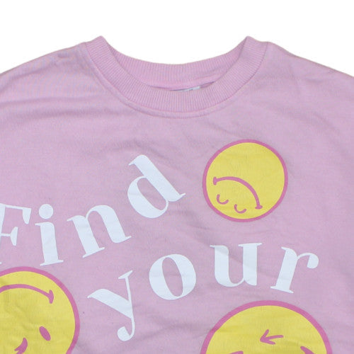 SmileyWorld Women's Pink Graphic Pullover Sweatshirt XS