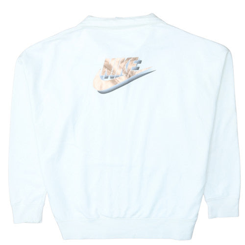 Nike Women White Oversized 1/4 Zip Sweatshirt M Cotton Blend