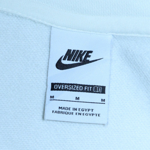 Nike Women White Oversized 1/4 Zip Sweatshirt M Cotton Blend