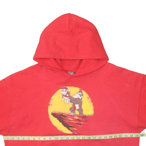 Gildan Men's Red XL Pullover Hoodie Cartoon Graphic Retro Style