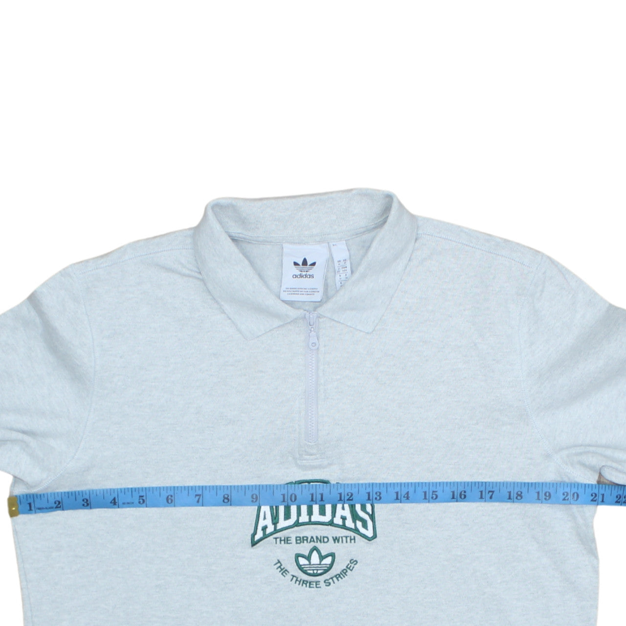 Adidas Men Grey 1/4 Zip Collared Sweatshirt Medium Embroidered Logo