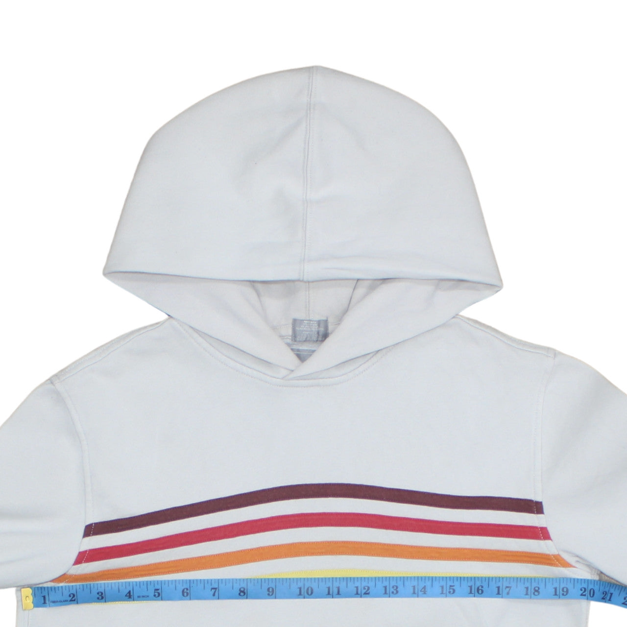 GAP Men's White Pullover Hoodie S Retro Rainbow Stripe Fleece Sweatshirt