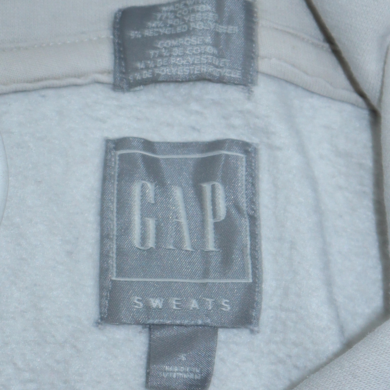 GAP Men's White Pullover Hoodie S Retro Rainbow Stripe Fleece Sweatshirt