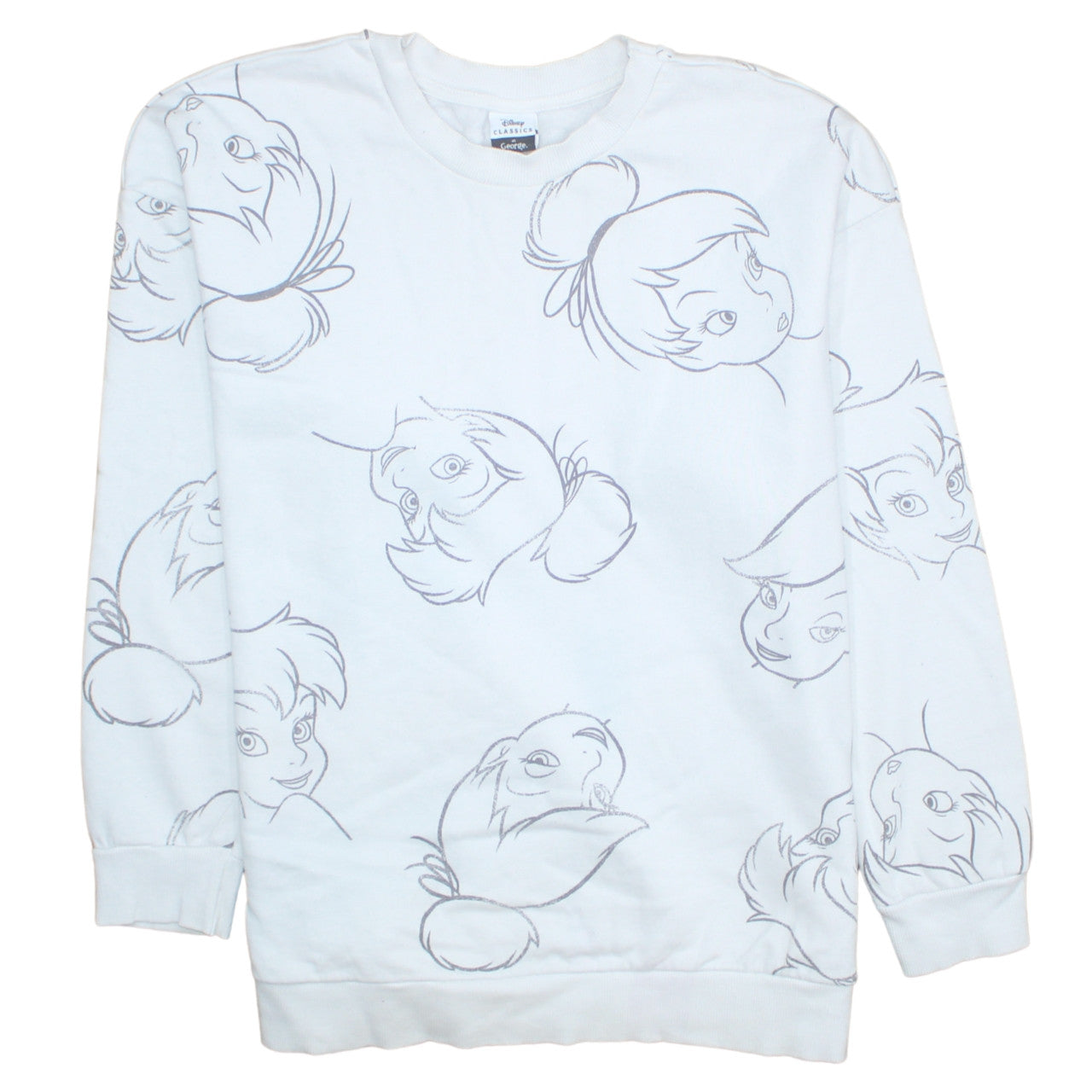 Disney Classics at George Women’s Cream Tinker Bell Pullover Sweatshirt Size L 16-18