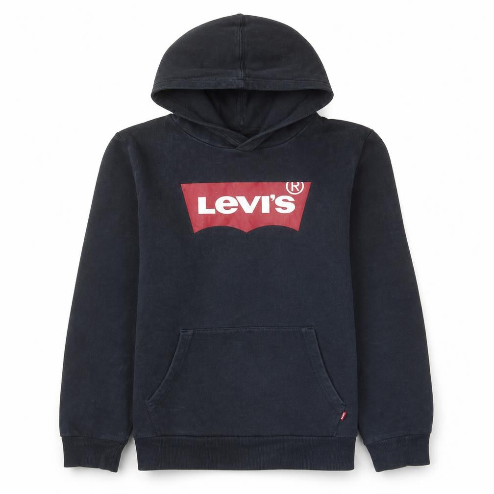 Levi's Boys Black Pullover Fleece Hoodie 16 Years Logo Print Casual Sweatshirt