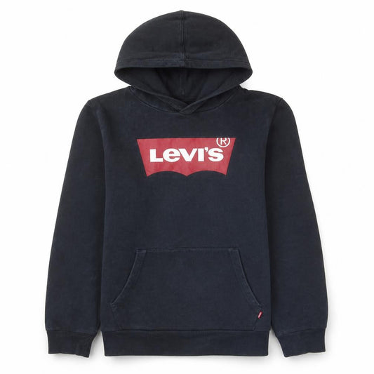 Levi's Boys Black Pullover Fleece Hoodie 16 Years Logo Print Casual Sweatshirt