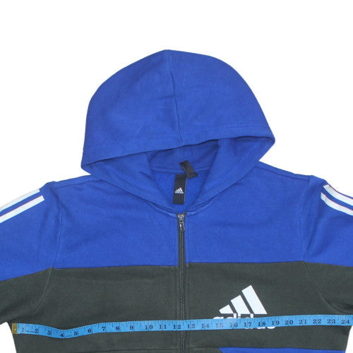 Adidas Mens Blue Black Full Zip Hoodie Size L Hooded Sweatshirt