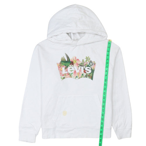 Levi's Womens White Floral Logo Pullover Hoodie Medium