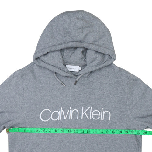 Calvin Klein Men's Grey Pullover Hoodie L Logo Cotton Blend