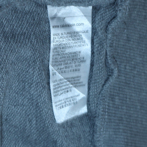 Calvin Klein Men's Grey Pullover Hoodie L Logo Cotton Blend