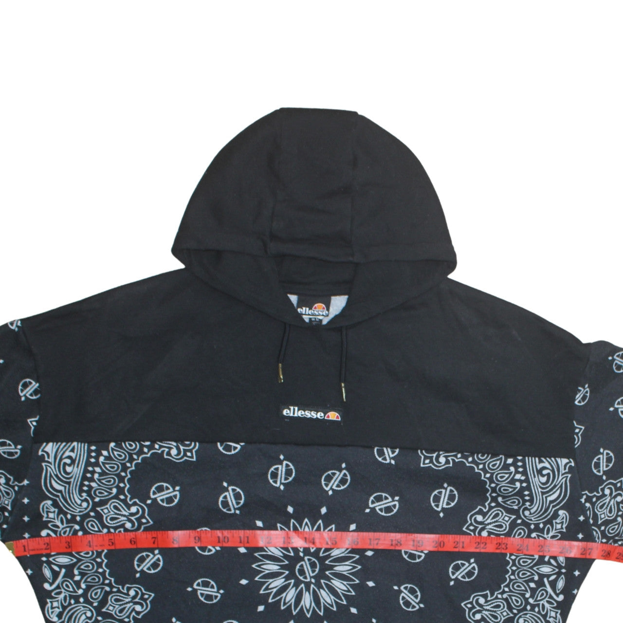 Ellesse Womens Black Paisley Pullover Hoodie Size 12 Polyester