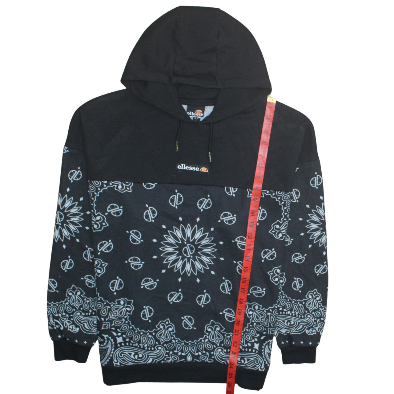 Ellesse Womens Black Paisley Pullover Hoodie Size 12 Polyester