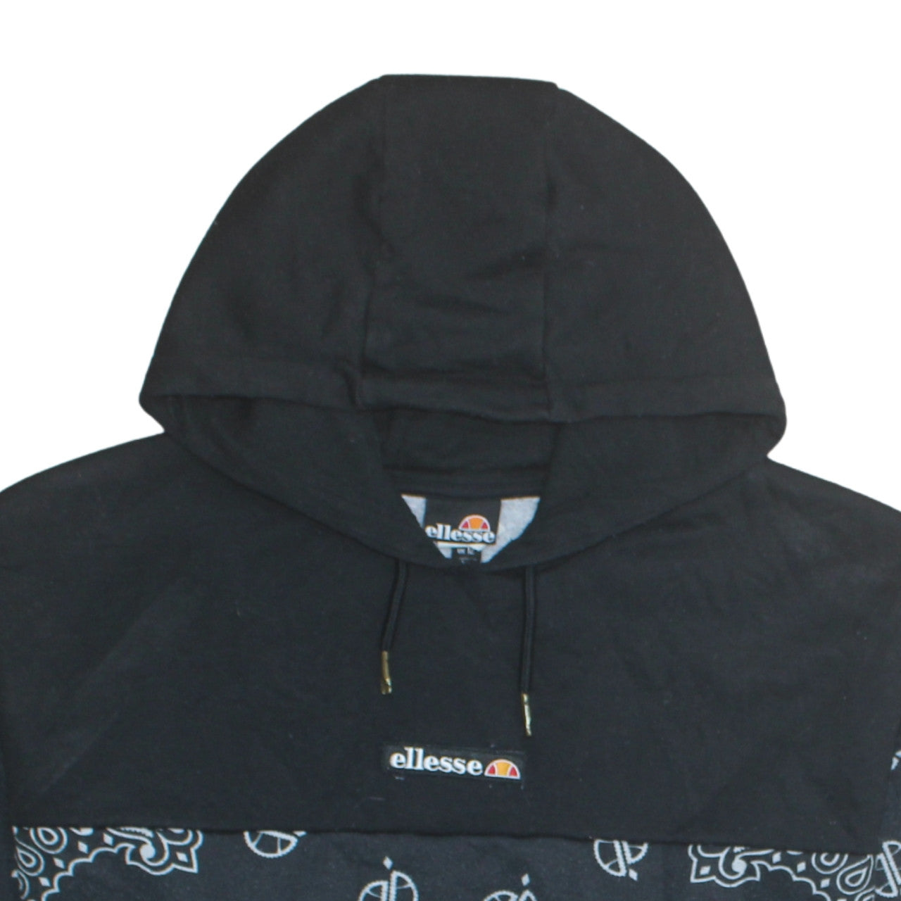 Ellesse Womens Black Paisley Pullover Hoodie Size 12 Polyester