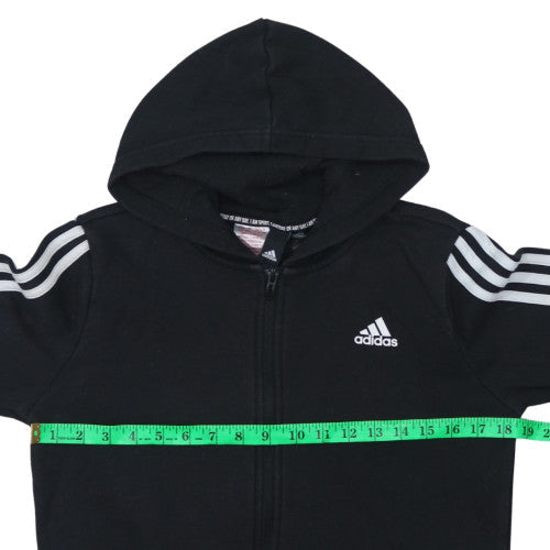 Adidas Boys Black Full Zip Hoodie Size 160cm Classic Sportswear