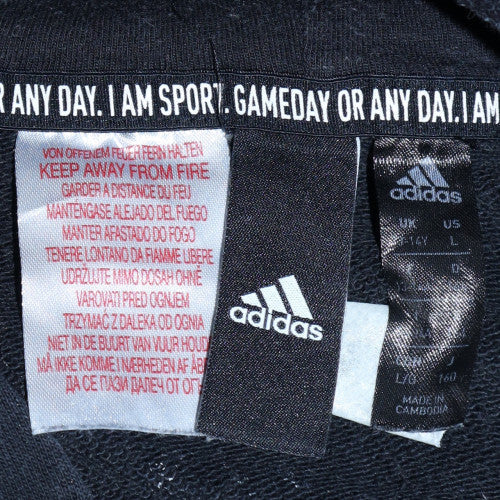 Adidas Boys Black Full Zip Hoodie Size 160cm Classic Sportswear