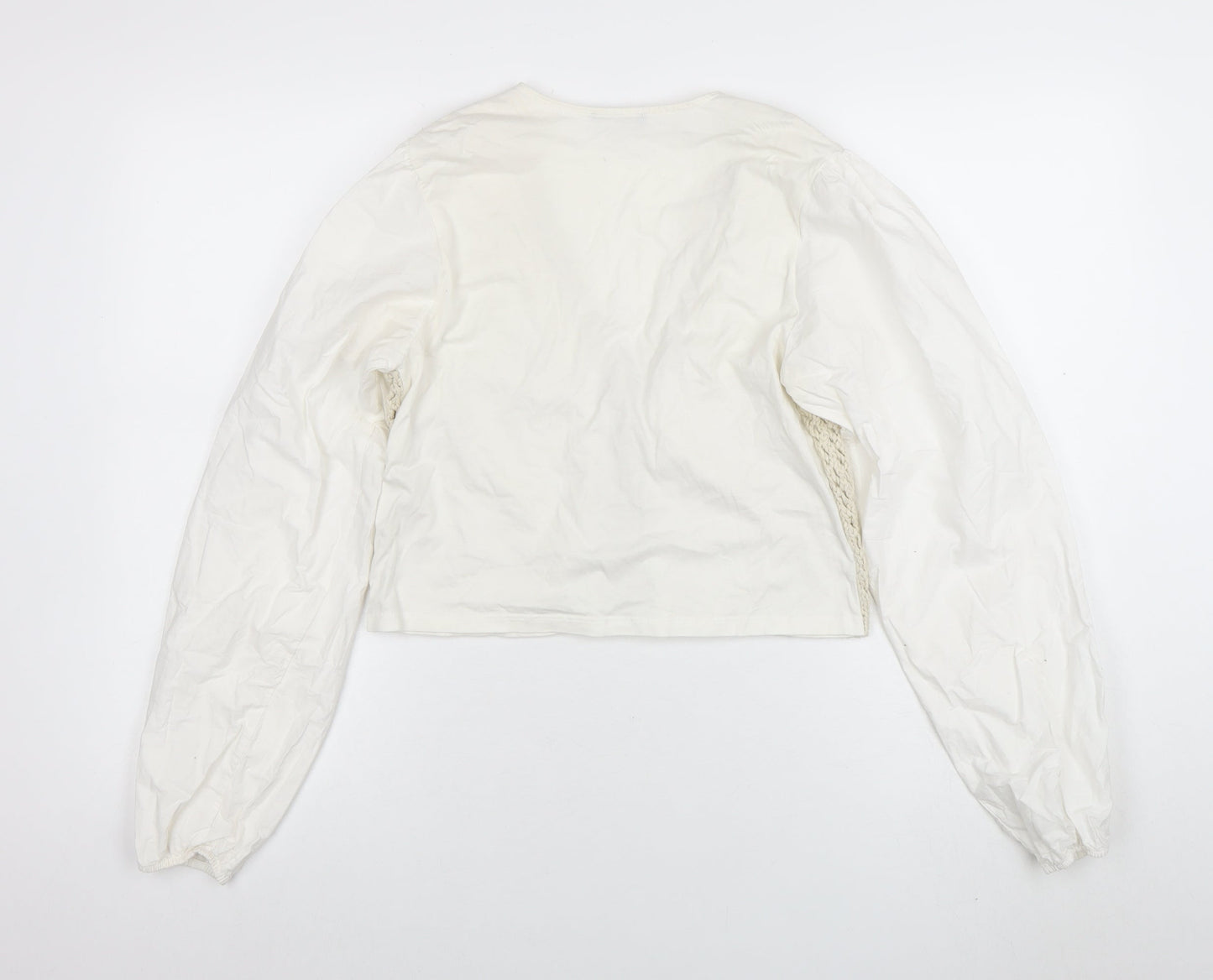 ZARA Women’s Ivory Open-Knit V-Neck Cardigan Size S