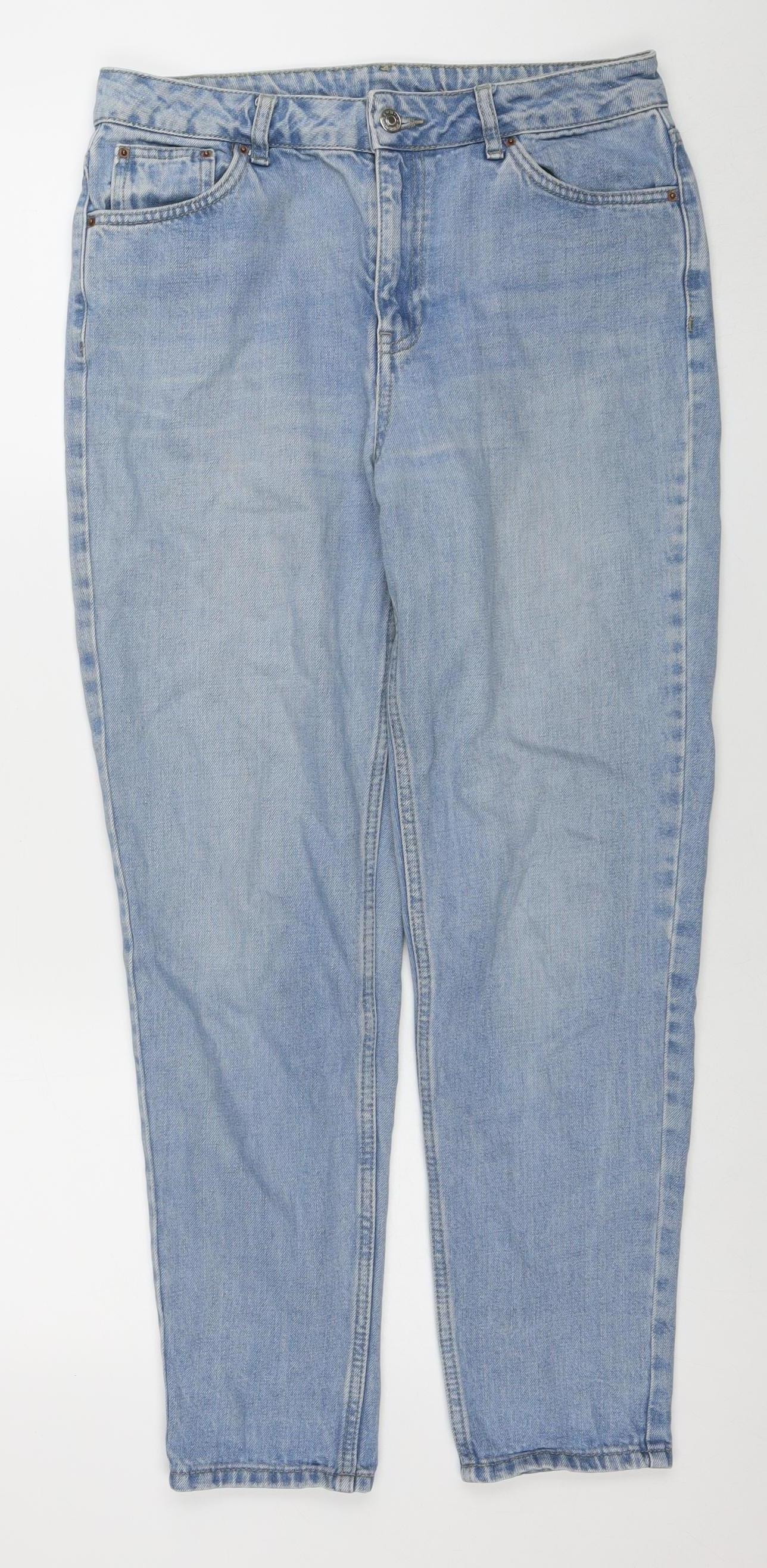 Topshop Women Blue Straight Leg Denim Jeans W30 L32 100% Cotton