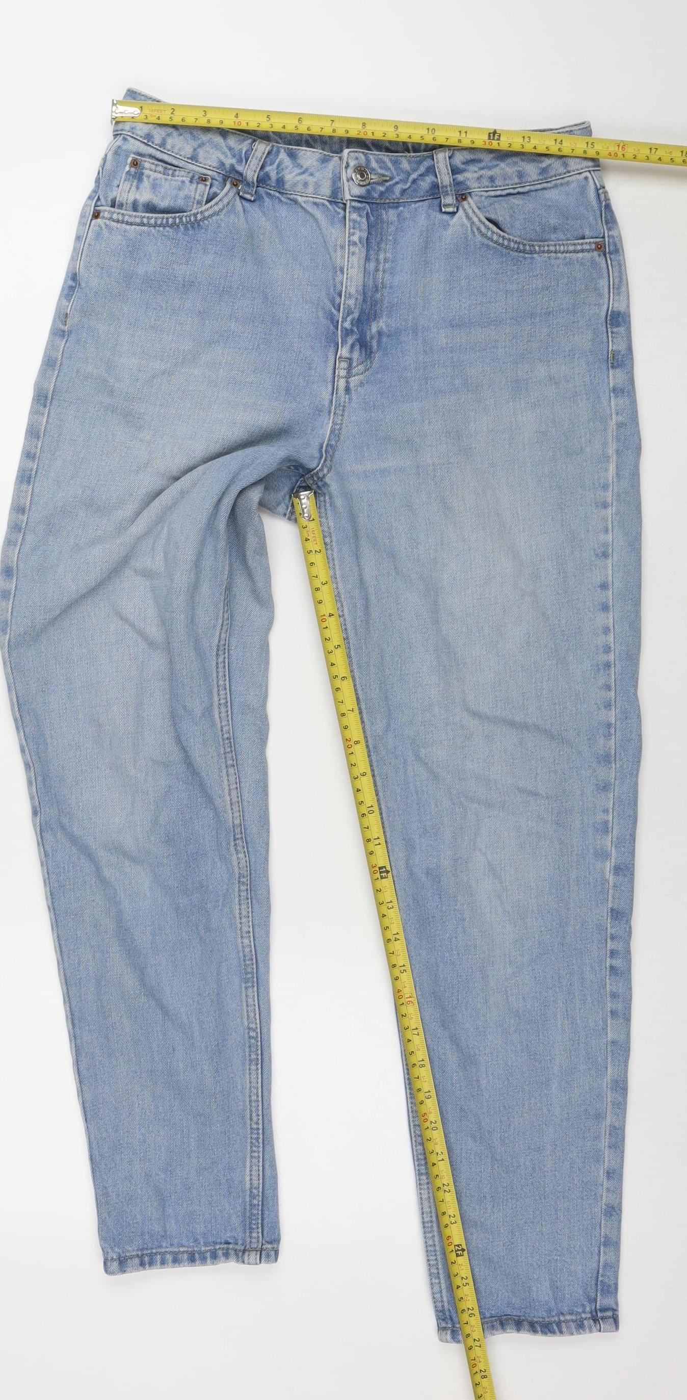 Topshop Women Blue Straight Leg Denim Jeans W30 L32 100% Cotton
