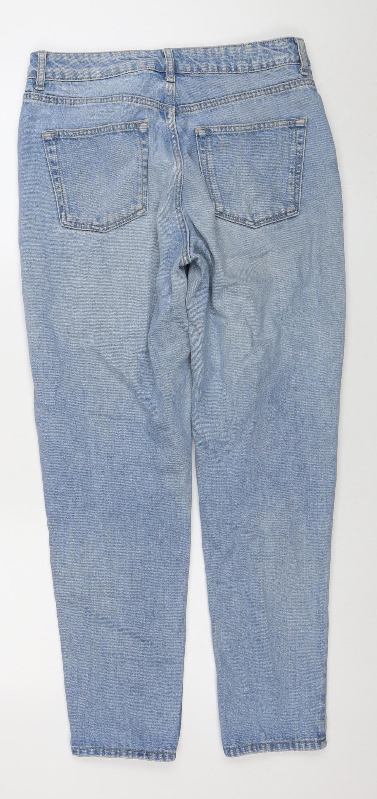 Topshop Women Blue Straight Leg Denim Jeans W30 L32 100% Cotton