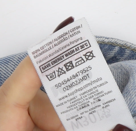Topshop Women Blue Straight Leg Denim Jeans W30 L32 100% Cotton