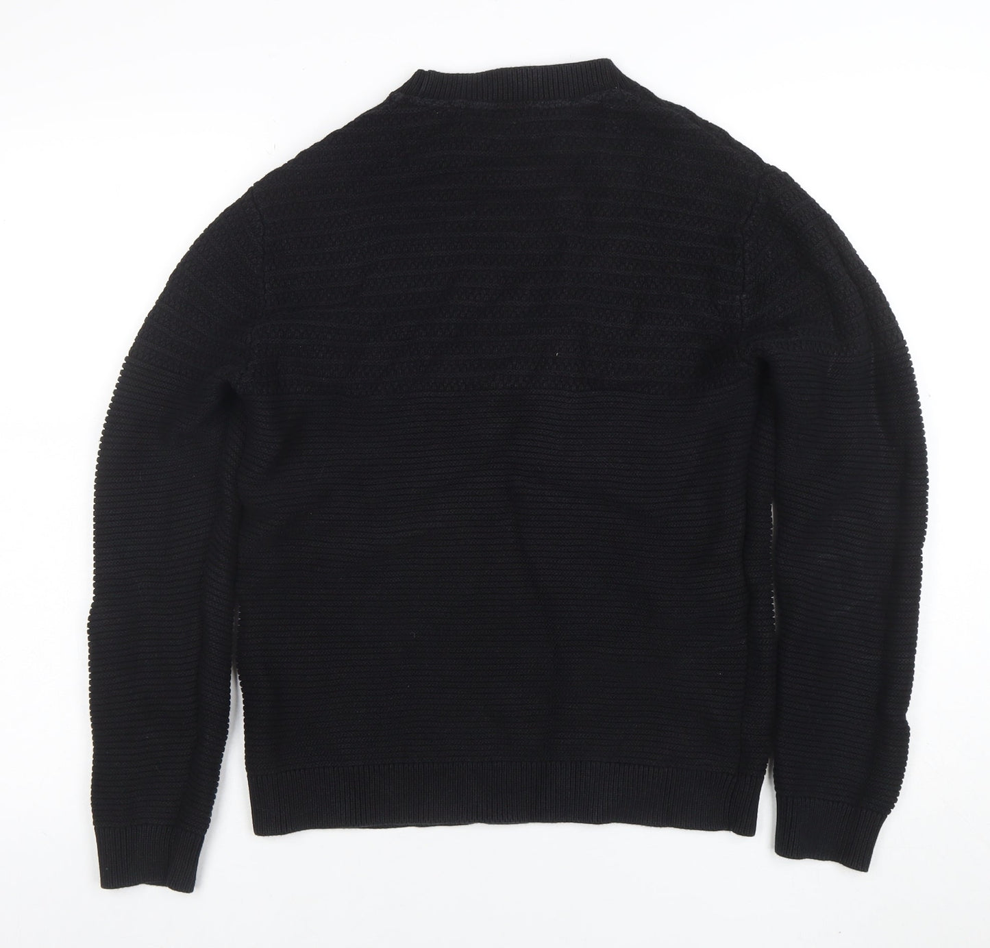 Selected Homme Men’s Black Cotton Knit Pullover Jumper Size M