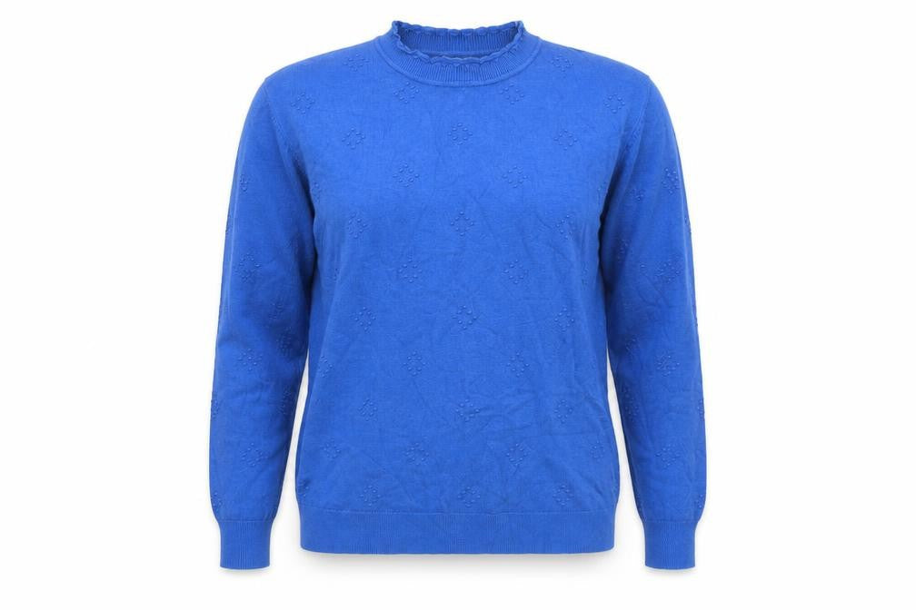 Bassini Women Blue Long Sleeve Crew Neck Pullover Jumper Size L