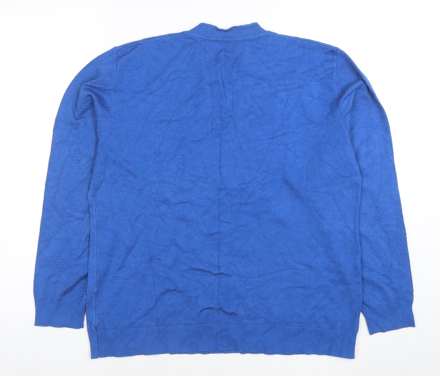 Bassini Women Blue Long Sleeve Crew Neck Pullover Jumper Size L