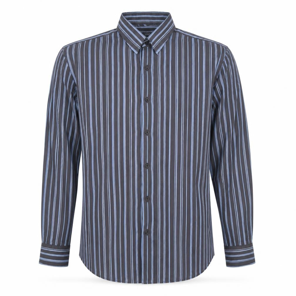 Thomas Nash Men's Blue Striped Long Sleeve Cotton Shirt M