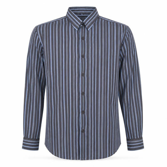 Thomas Nash Men's Blue Striped Long Sleeve Cotton Shirt M