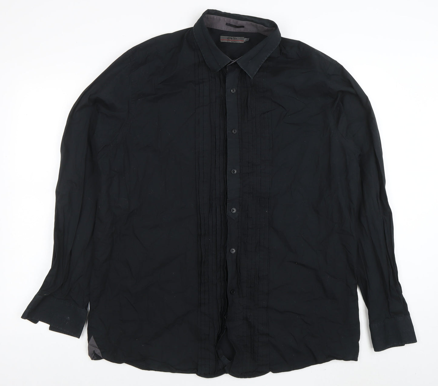 Jeff Banks Men's Black Cotton Long Sleeve Button-Up Shirt 2XL