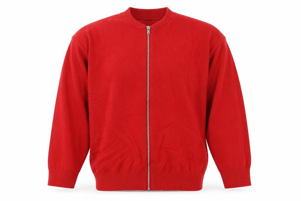 Lands' End Women's Red Full Zip Knit Jumper Size L