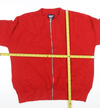 Lands' End Women's Red Full Zip Knit Jumper Size L