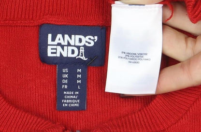Lands' End Women's Red Full Zip Knit Jumper Size L