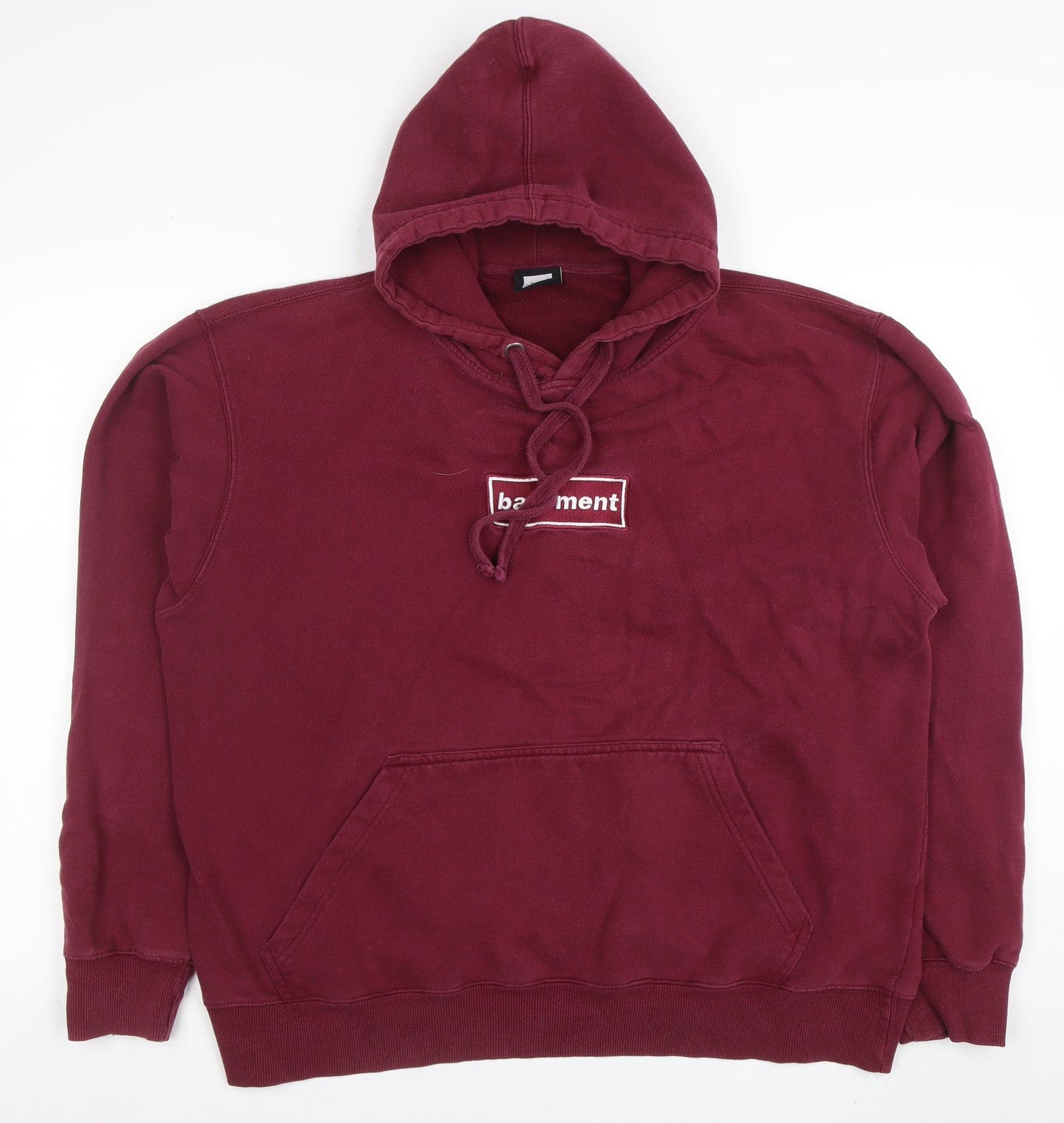 The Basement Men Red Pullover Hoodie 2XL Embroidered Streetwear