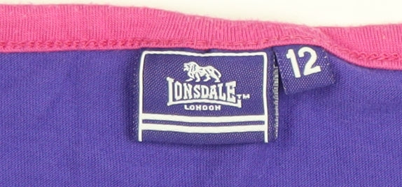Lonsdale Women Purple Short Sleeve Basic T-Shirt Size 12