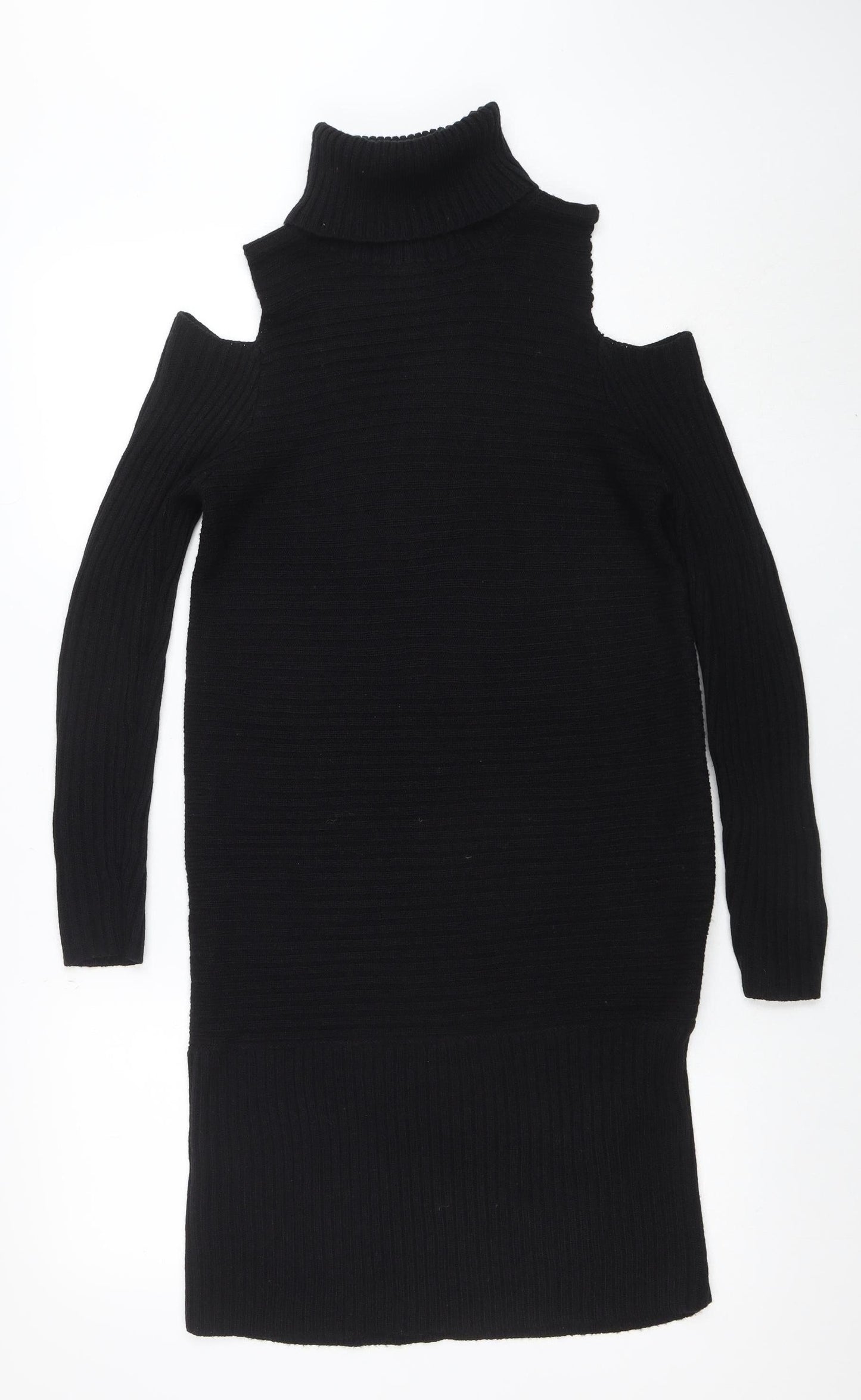 Noisy May Womens Black S Knit Bodycon Cold Shoulder Dress
