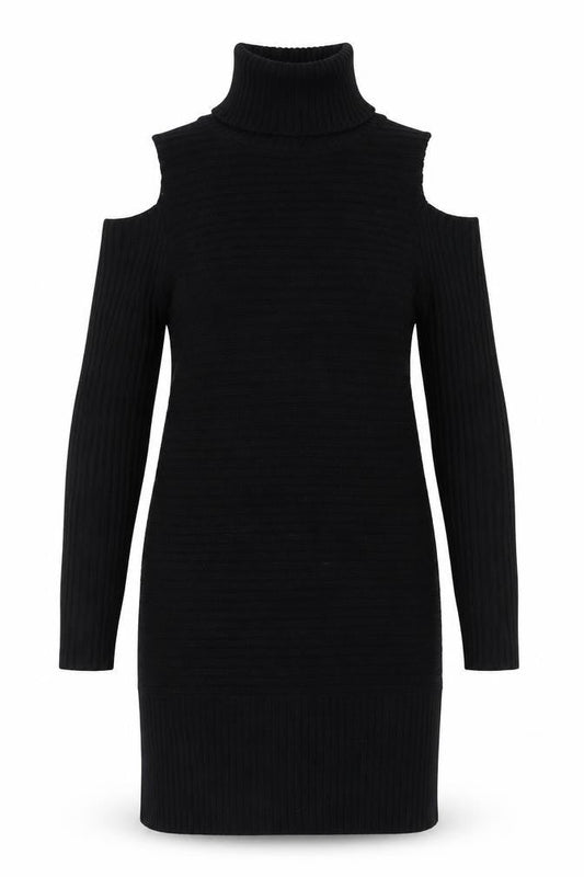 Noisy May Womens Black S Knit Bodycon Cold Shoulder Dress