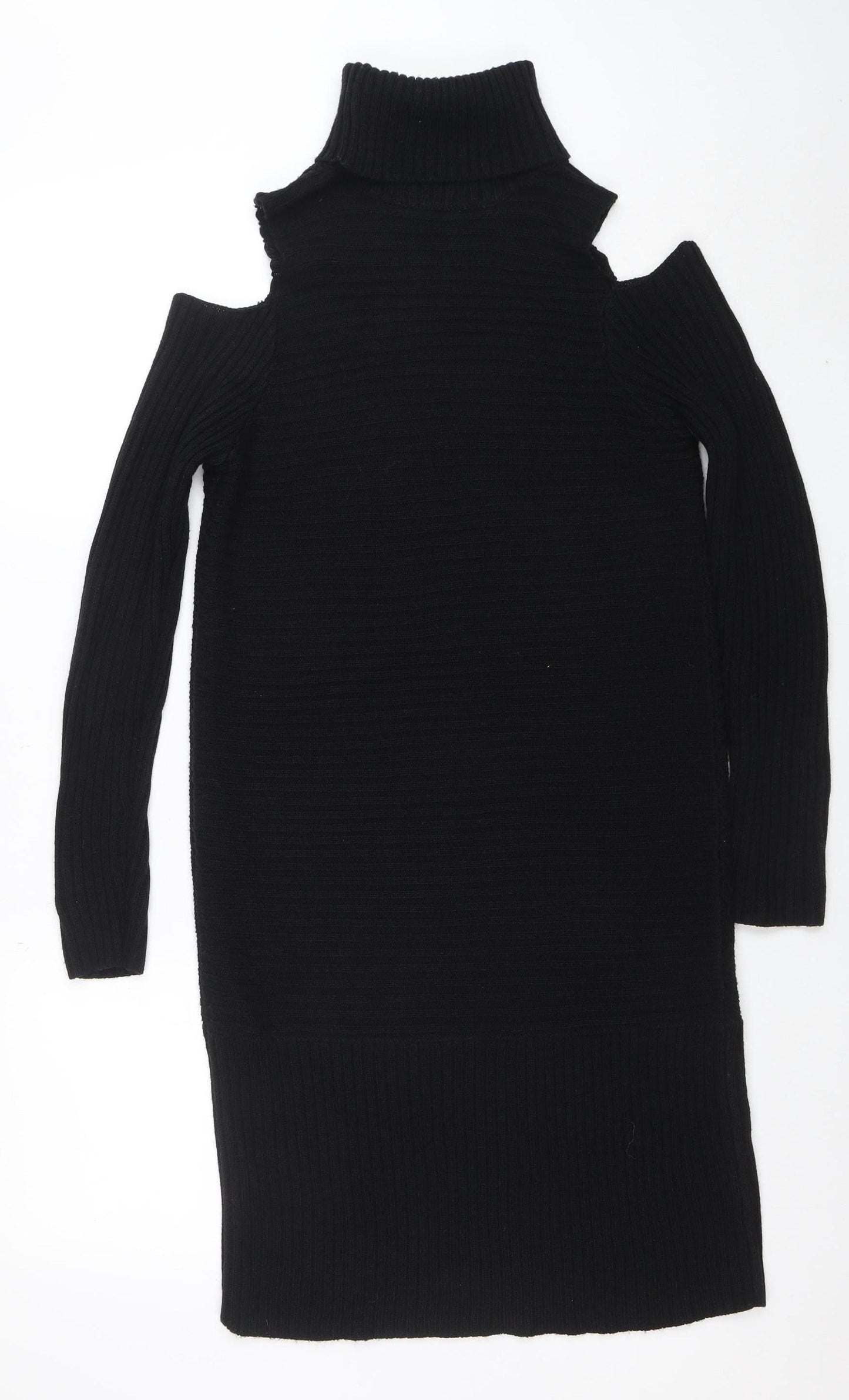Noisy May Womens Black S Knit Bodycon Cold Shoulder Dress