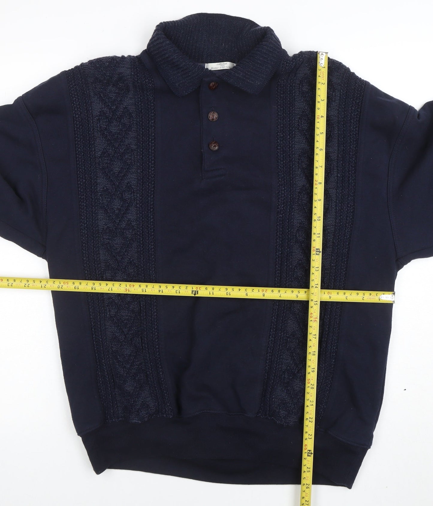 Marks and Spencer Men’s Blue Henley Knit Sweatshirt Size L