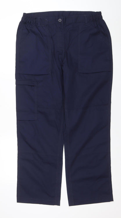 Additional front view of Regatta Professional women’s blue cargo work trousers, size UK 16